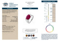 Certified 18K WHITE GOLD 5.30CT NATURAL RUBY 0.15ct DIAMOND RING