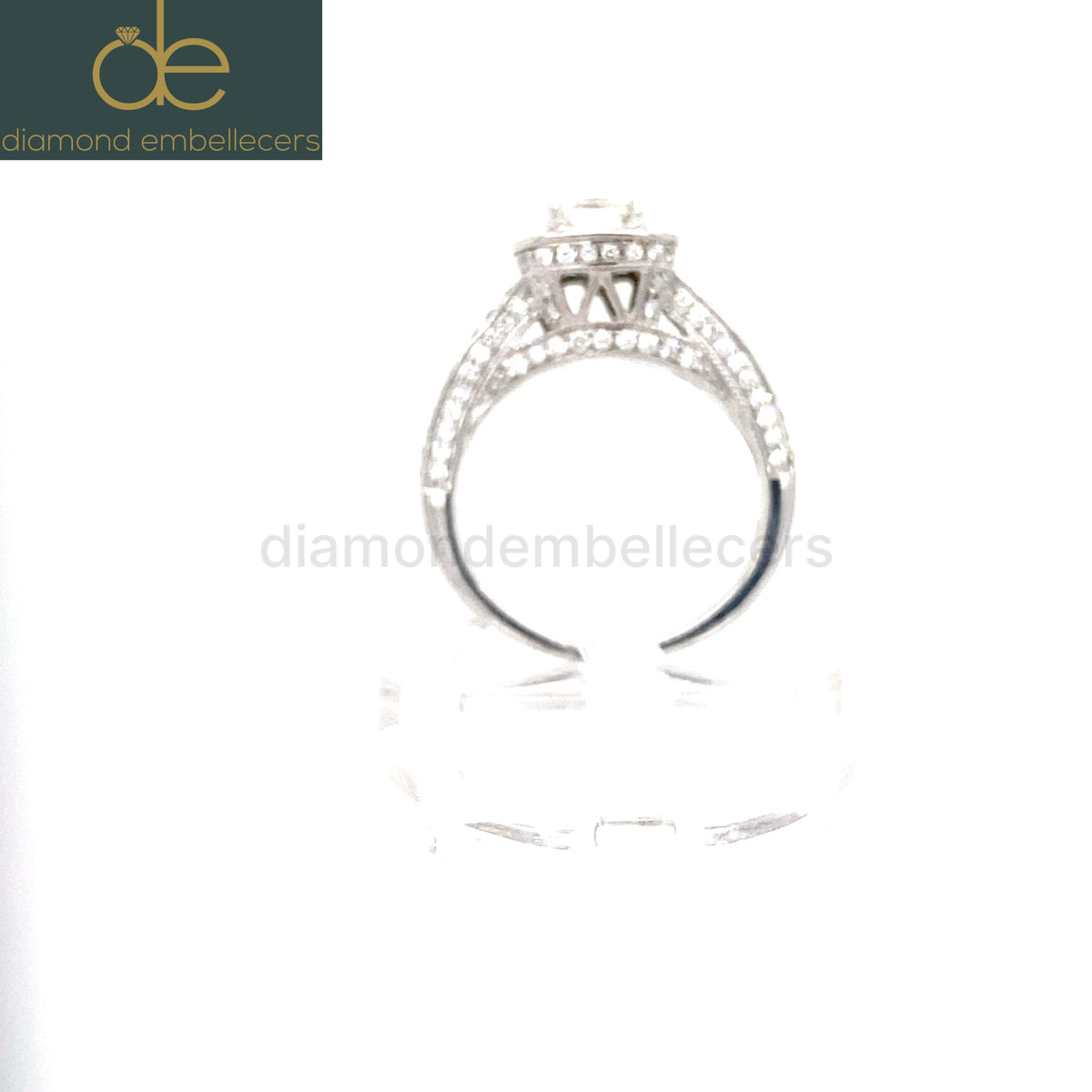 Certified 14K White Gold Halo 1.44ct Princess & Round Brilliant Diamond Ring