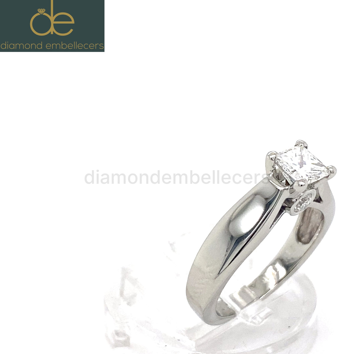 CERTIFIED 14K WHITE GOLD 0.89CT PRINCESS & ROUND DIAMOND RING