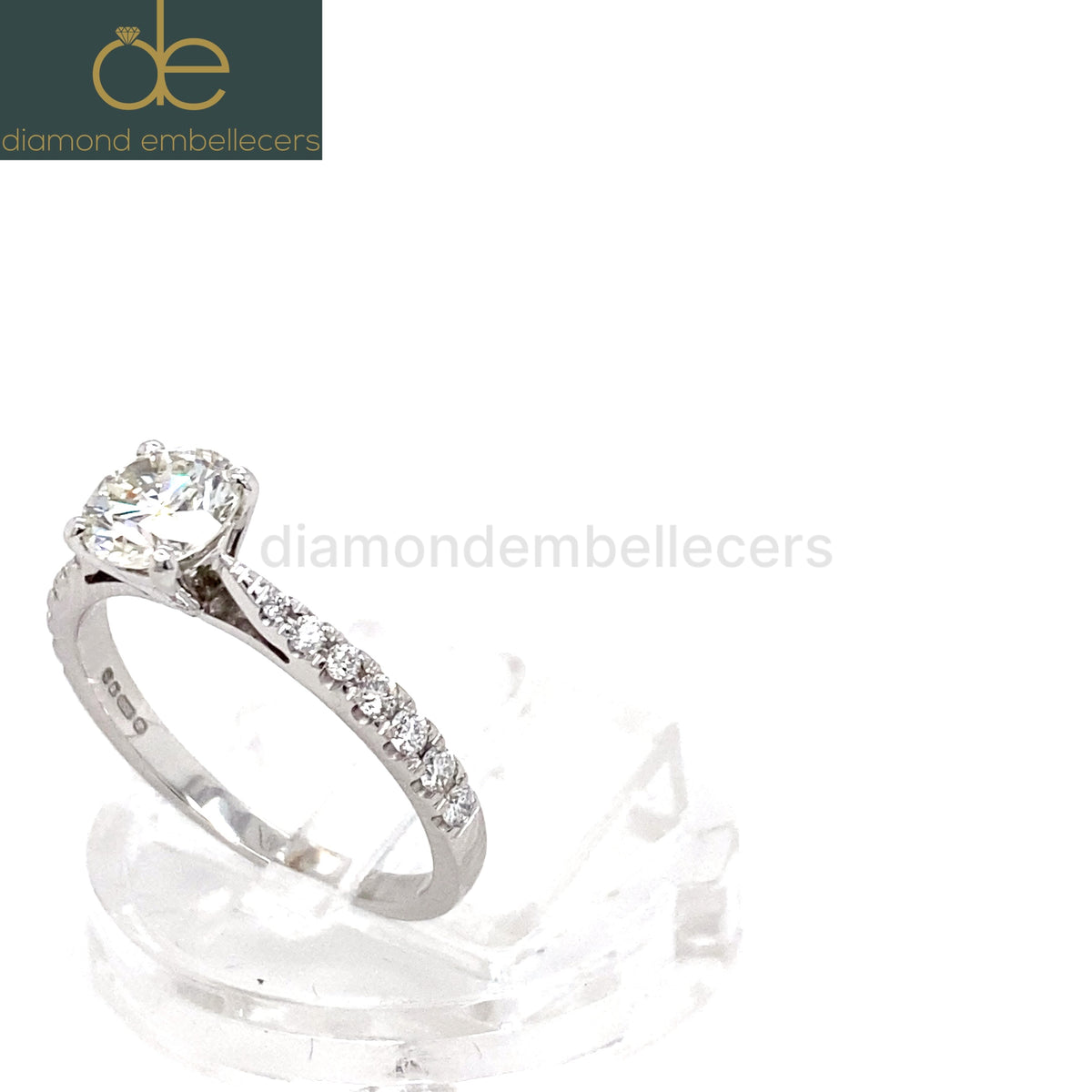 CERTIFIED UK HALLMARKED 18K WHITE GOLD 0.95CT ROUND BRILLIANT DIAMOND RING