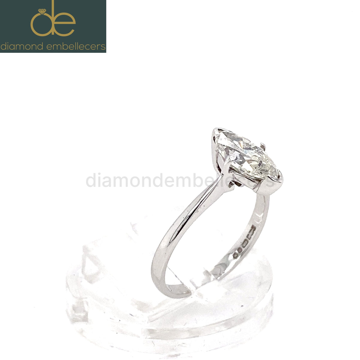 CERTIFIED UK HALLMARKED SOLITAIRE 18K WHITE GOLD 1.23CT MARQUISE CUT DIAMOND RING