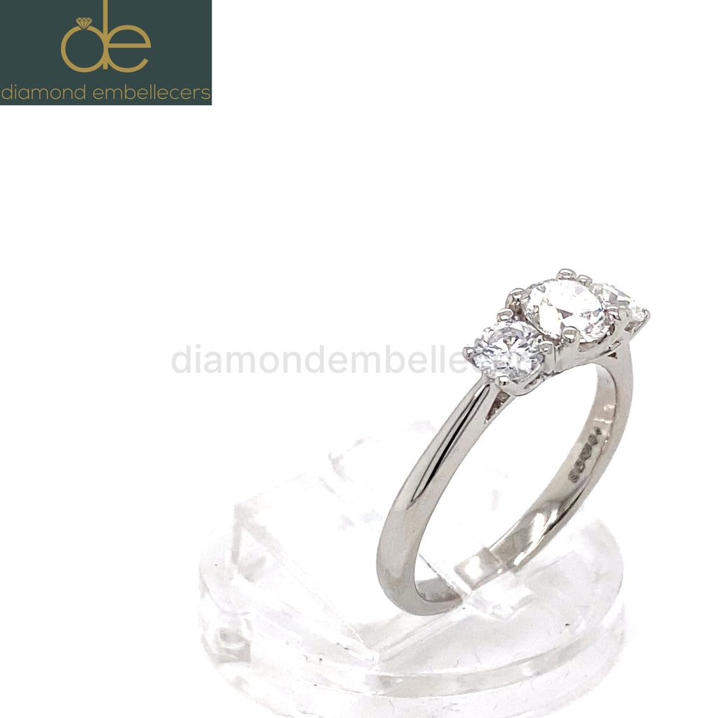 CERTIFIED UK HALLMARKED PLATINUM TRILOGY 0.96CT ROUND BRILLIANT DIAMOND RING