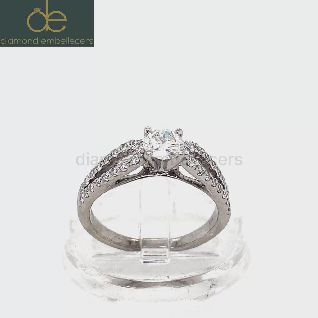 UK HALLMARKED CERTIFIED 18K WHITE GOLD ROUND BRILLIANT DIAMOND RING