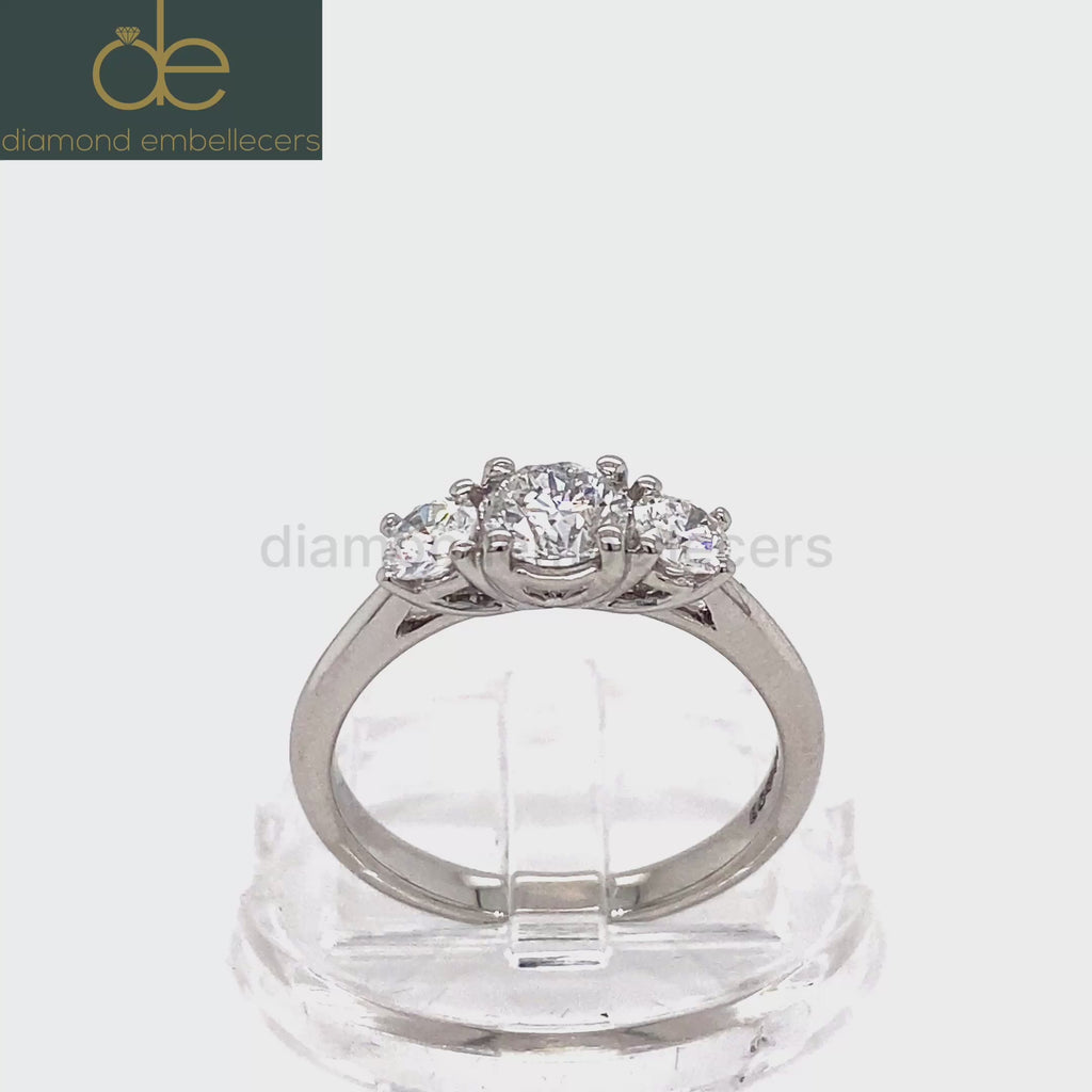CERTIFIED UK HALLMARKED PLATINUM TRILOGY 0.96CT ROUND BRILLIANT DIAMOND RING